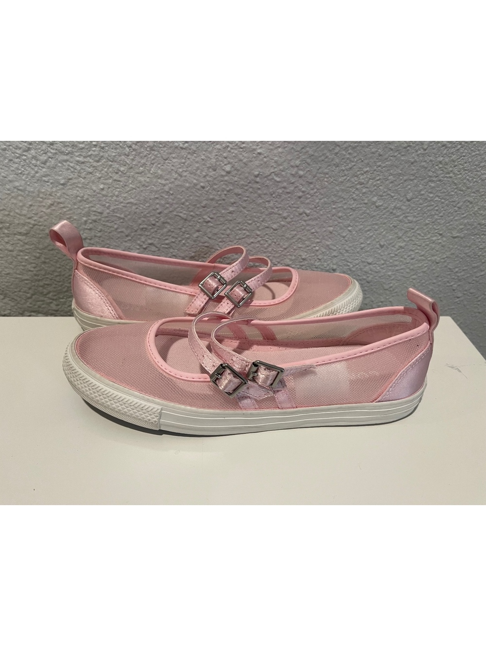 Converse Pink Mesh Mary Jane Style Sneakers Size 6.5